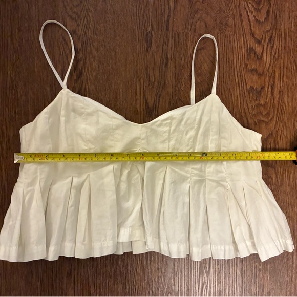 Free People Ivory Pleated Crop Top with Straps - Picture 5 of 6